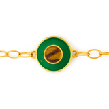 Green Teddy Bracelet with Link Chain