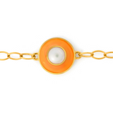 Orange Teddy Bracelet with Chain Link