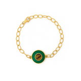 Green Teddy Bracelet with Link Chain