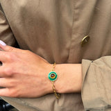 Green Teddy Bracelet with Link Chain