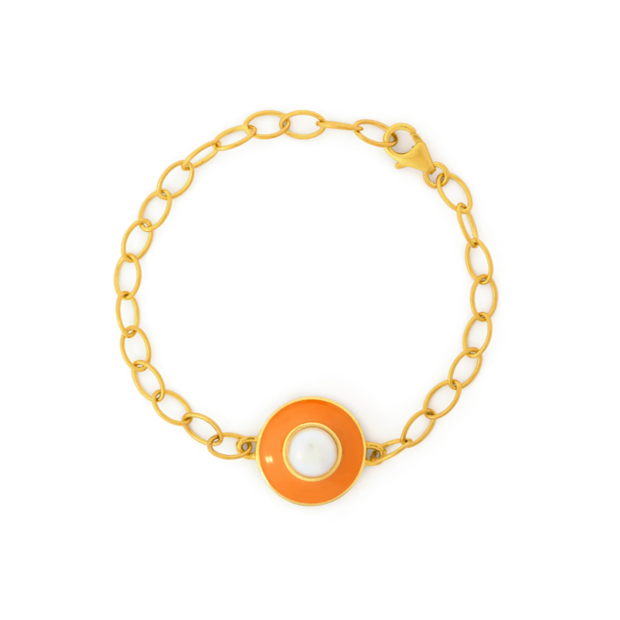 Orange Teddy Bracelet with Chain Link – PISTACHE